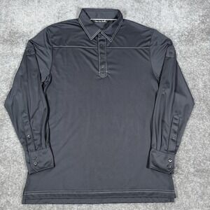 Travis Mathew Polo Shirt Men's Medium Gray Long Sleeve Performance Stretch Golf